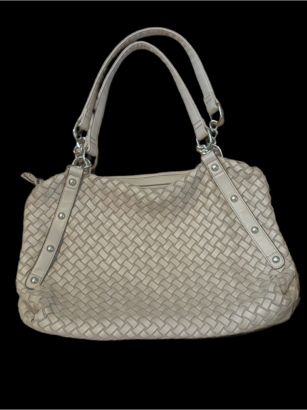 LaTique Beige Nude Woven Faux-Leather Hobo Bag – Slouchy Shoulder Purse